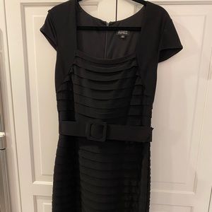 Adrianna Papell black belted dress size 12 pleated